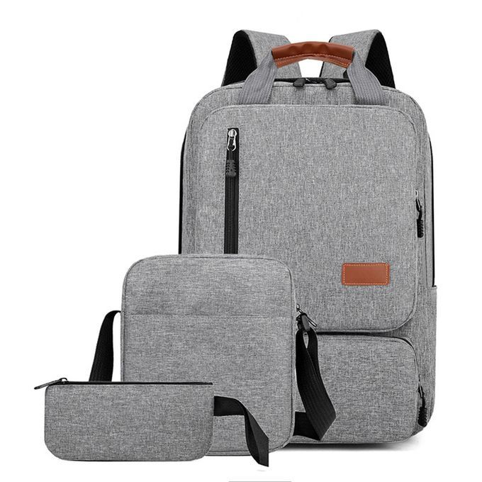 Image for EiFESS 3pcs Laptop Backpack Set (Backpack + Shoulder Bag + Small Pocket) - Grey